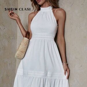 White Halter Dress